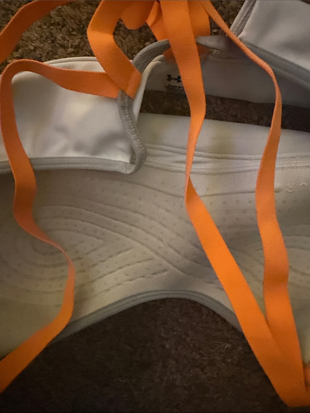 Under Armour White Sports Bra with Orange Straps padded - Picture 3 of 5